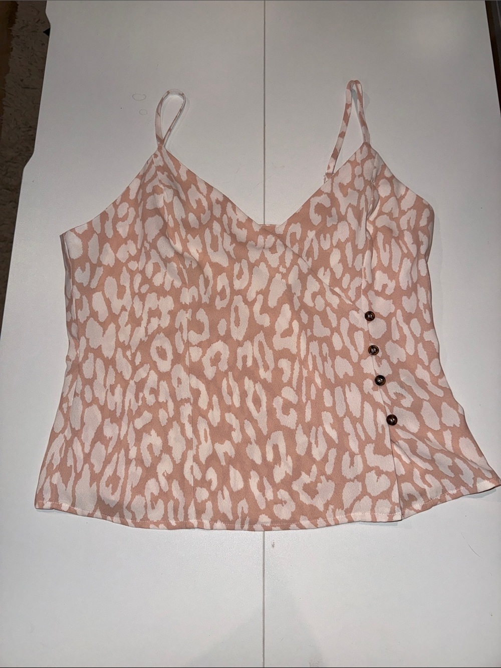 MINE Blush Cream Animal Print Crossover Cami Top Size L